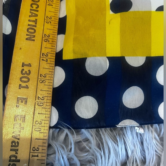 La Trend Polka Dot Scarf with Yellow Border 30x30 - Picture 5 of 6